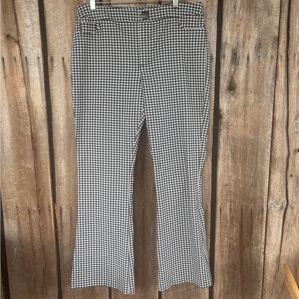 EST 1946 Houndstooth Bootcut Pants Women's 16 Mid Rise Black White Preppy Office - Picture 2 of 7